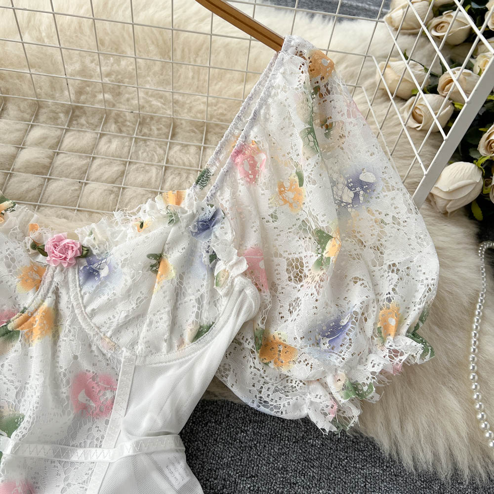 Ana Puff Sleeve Lace Bodysuit