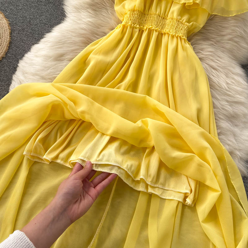 Rose Off-Shoulder Shirred Waist Dress