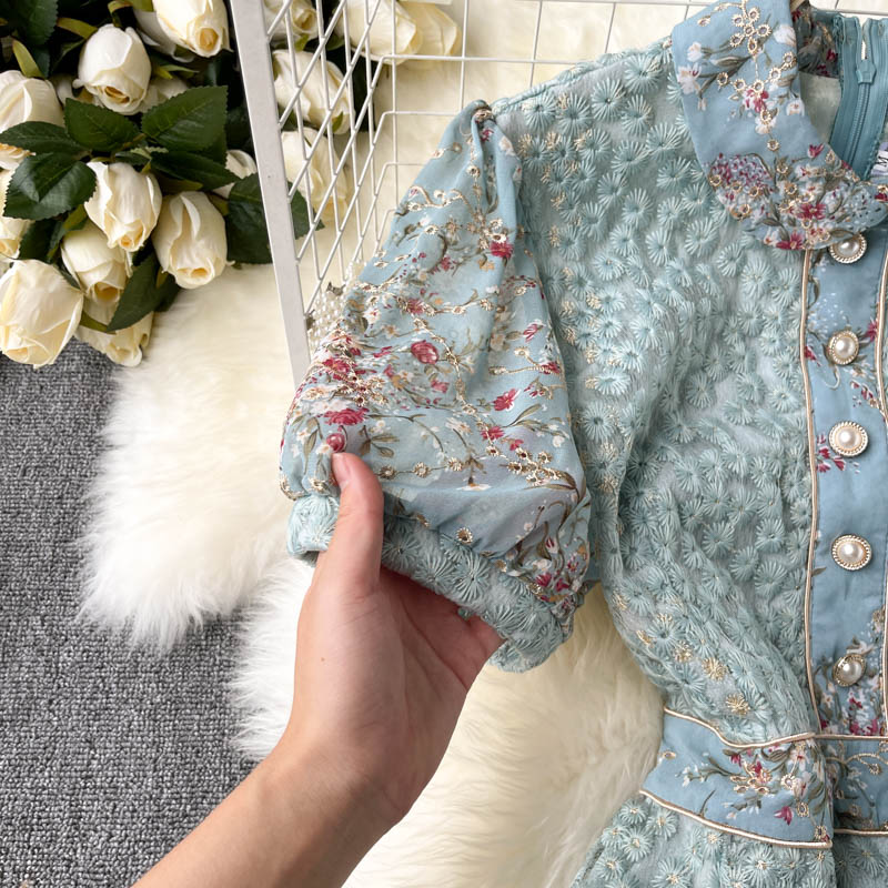 Allison Embroidered Puff Sleeve Dress