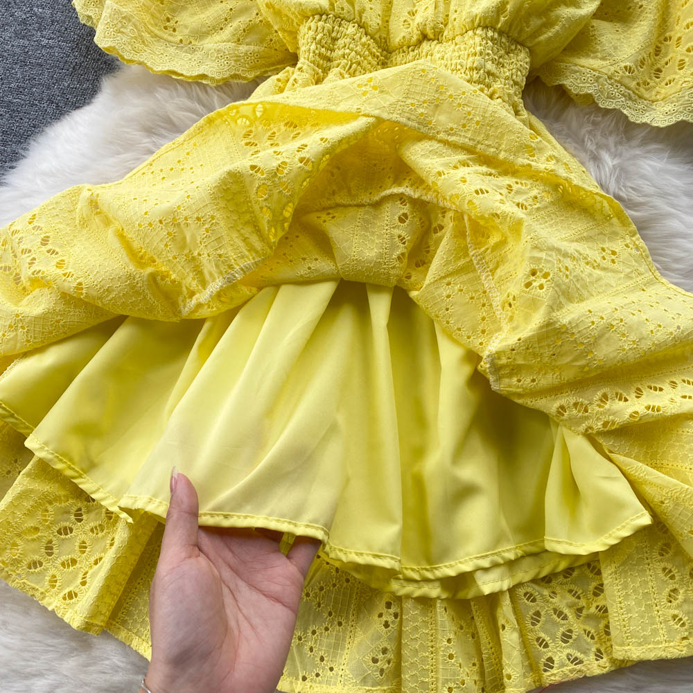 Edith Puff Sleeve Eyelet Dress