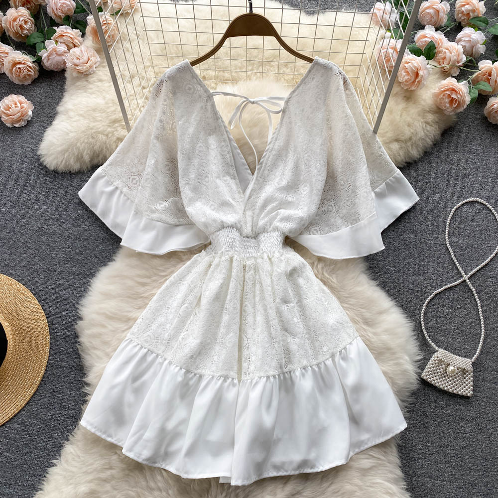 Anahi V Neck Shirred Waist Dress