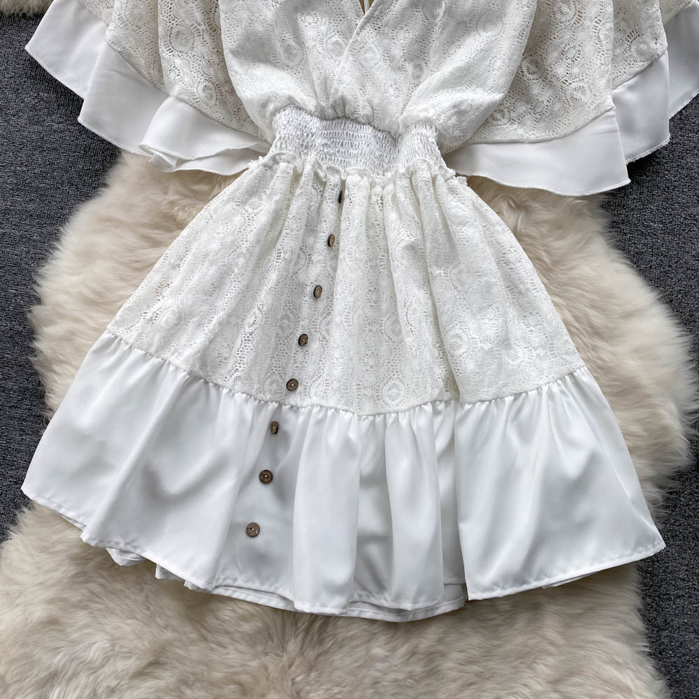 Anahi V Neck Shirred Waist Dress