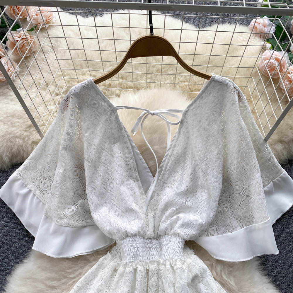 Anahi V Neck Shirred Waist Dress