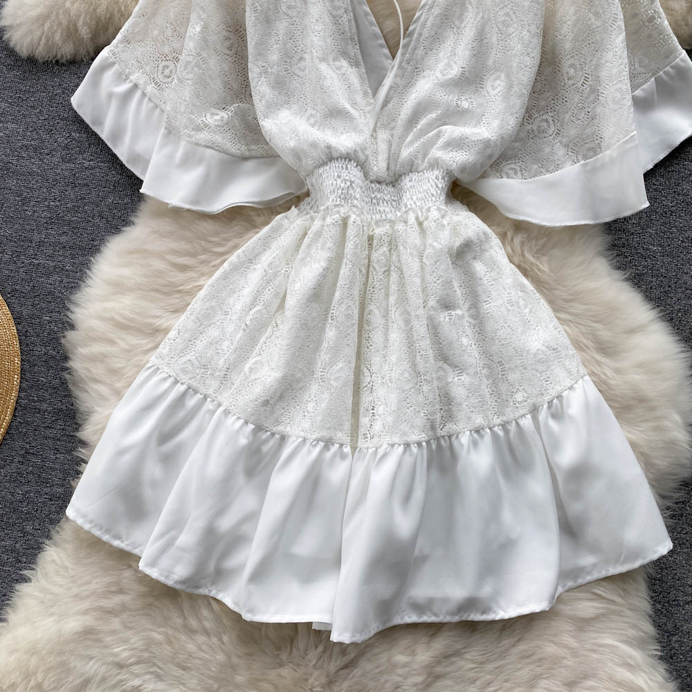 Anahi V Neck Shirred Waist Dress