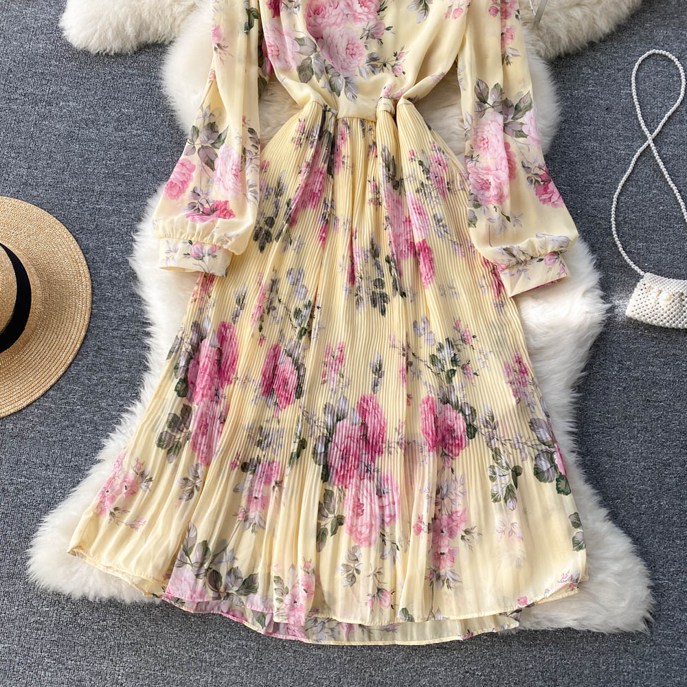 Lillian Pleated Chiffon Dress