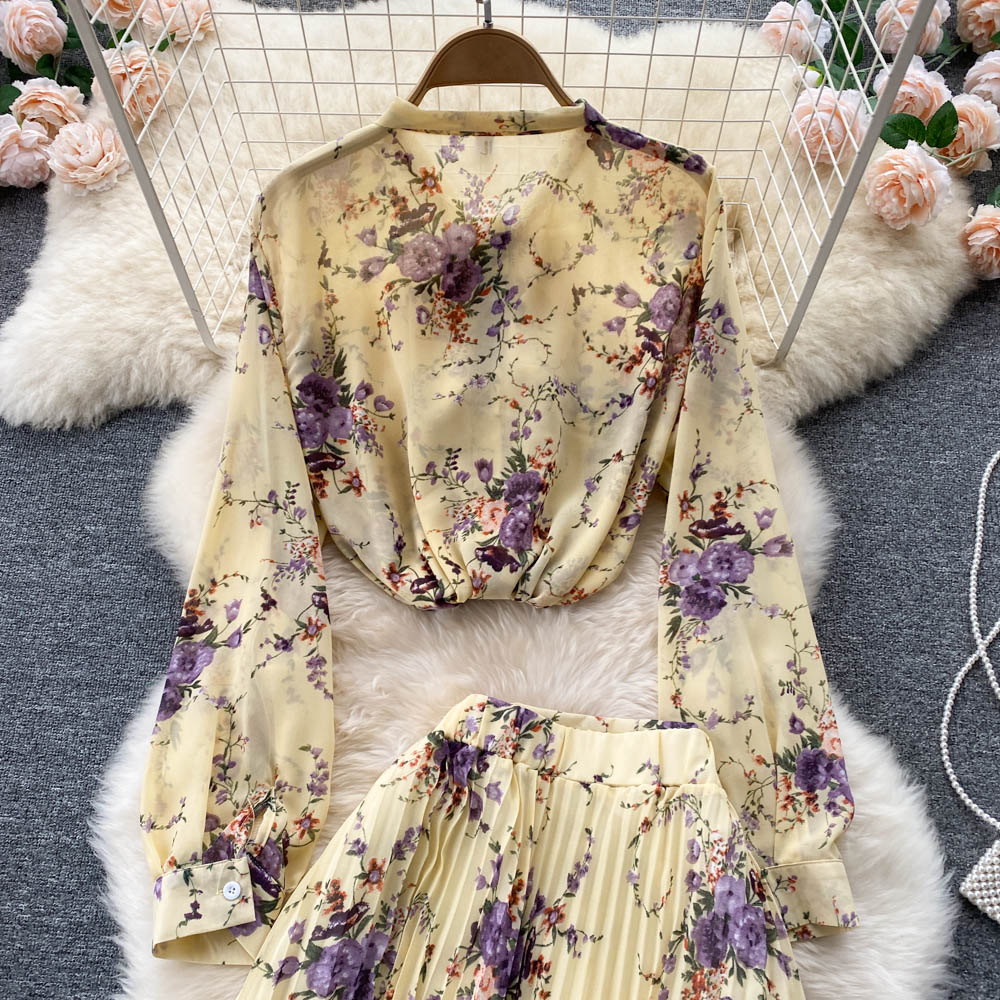 Dani Pleated Chiffon Two Piece Set