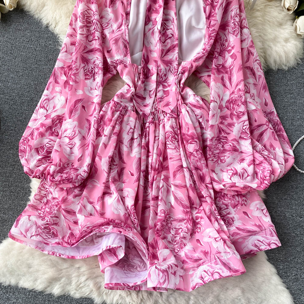 Belle Puff Sleeve Open Back Dress