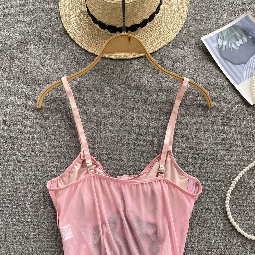 Samaira Drawstring Lace Mesh Top