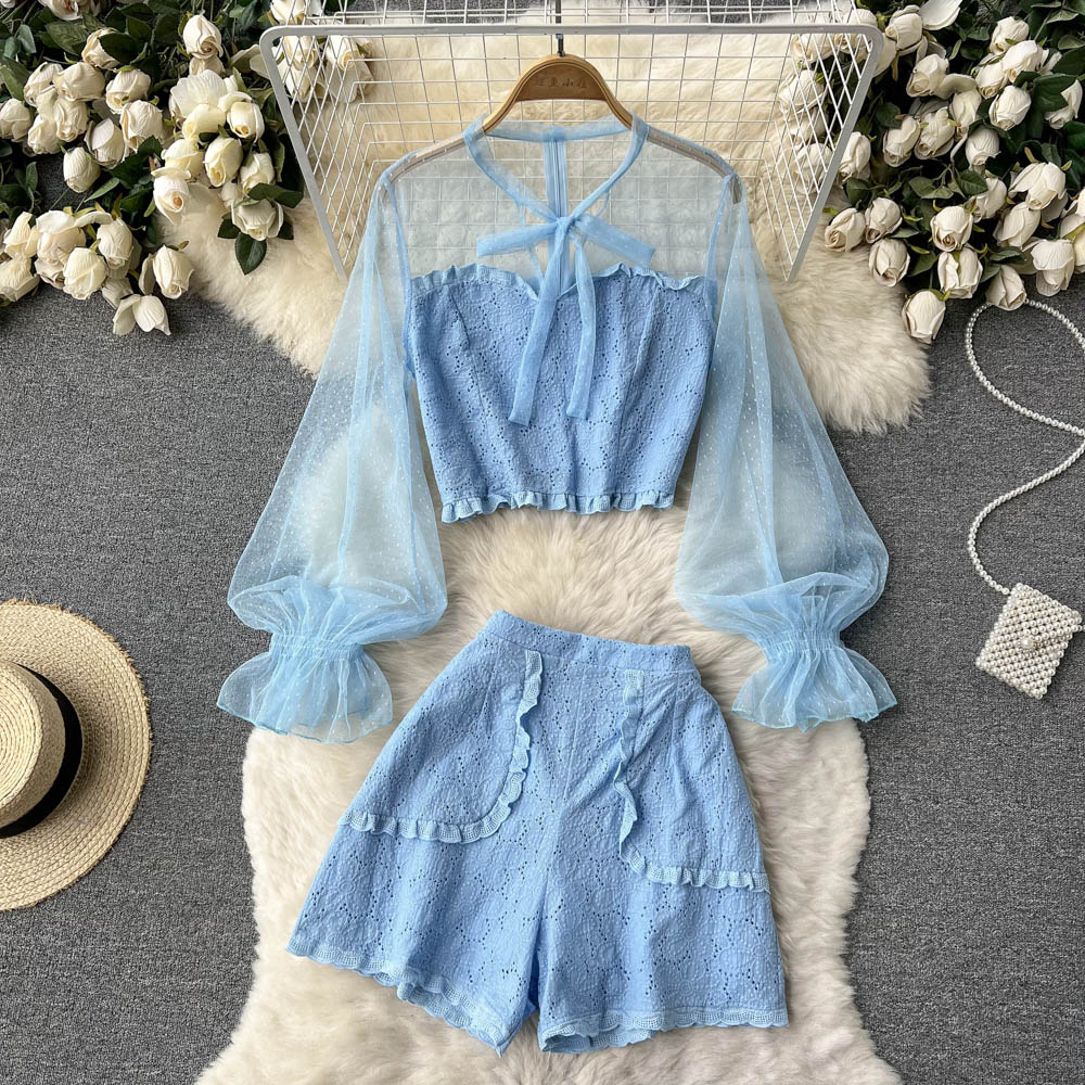Candice Lace Mesh Two Piece Set