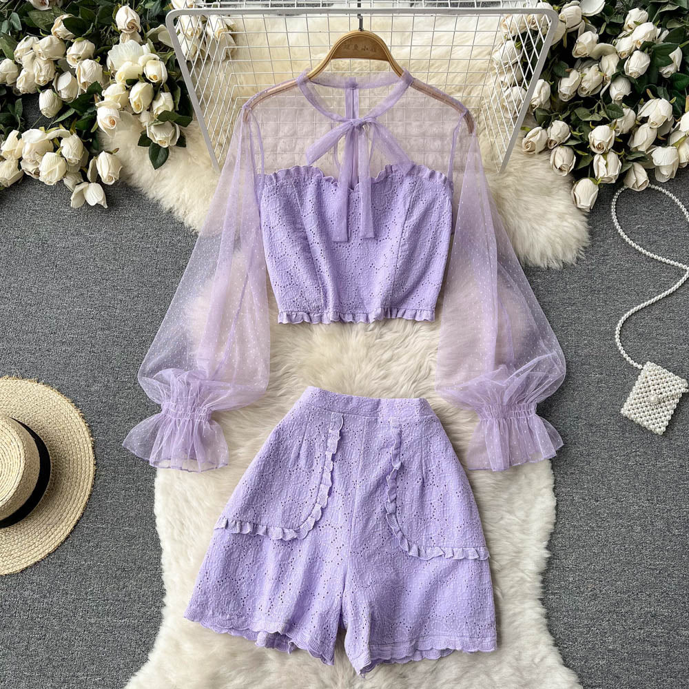 Candice Lace Mesh Two Piece Set