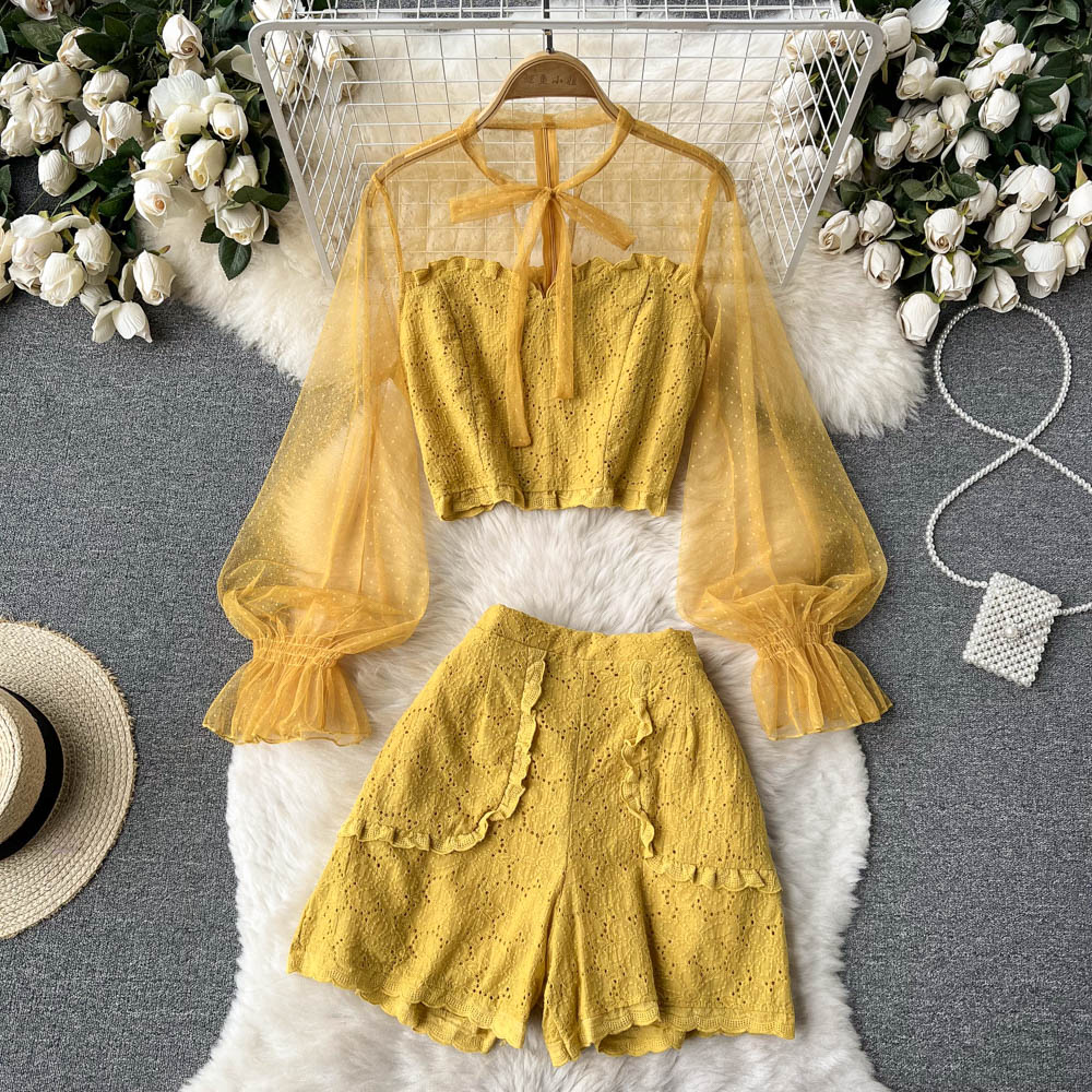 Candice Lace Mesh Two Piece Set