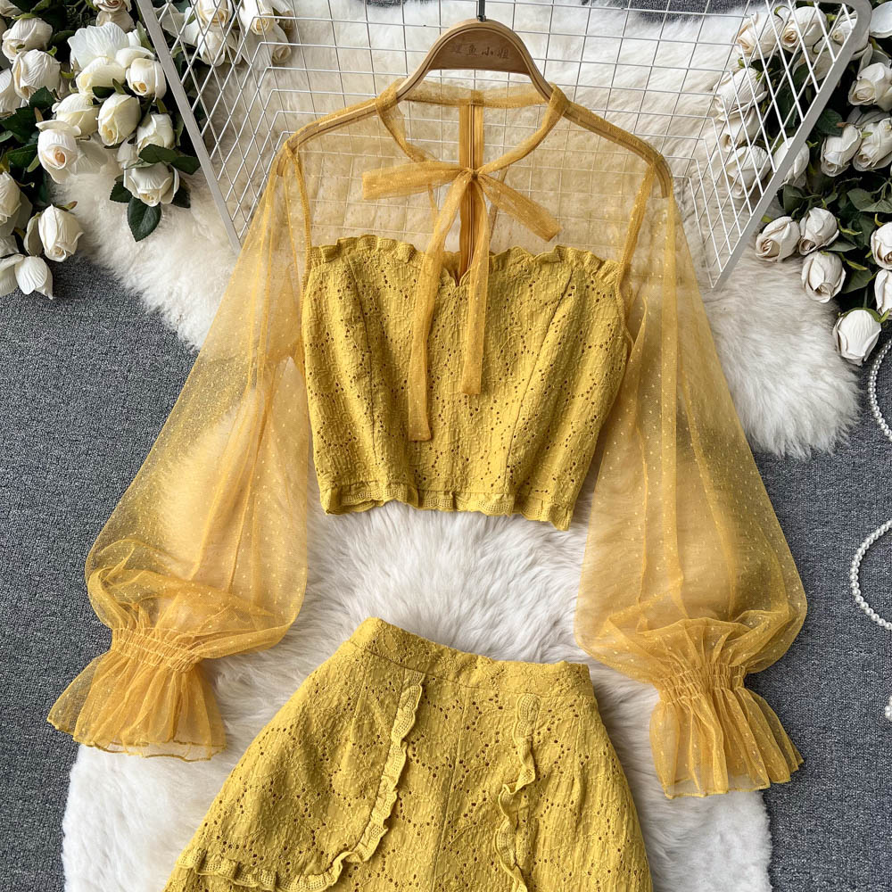 Candice Lace Mesh Two Piece Set