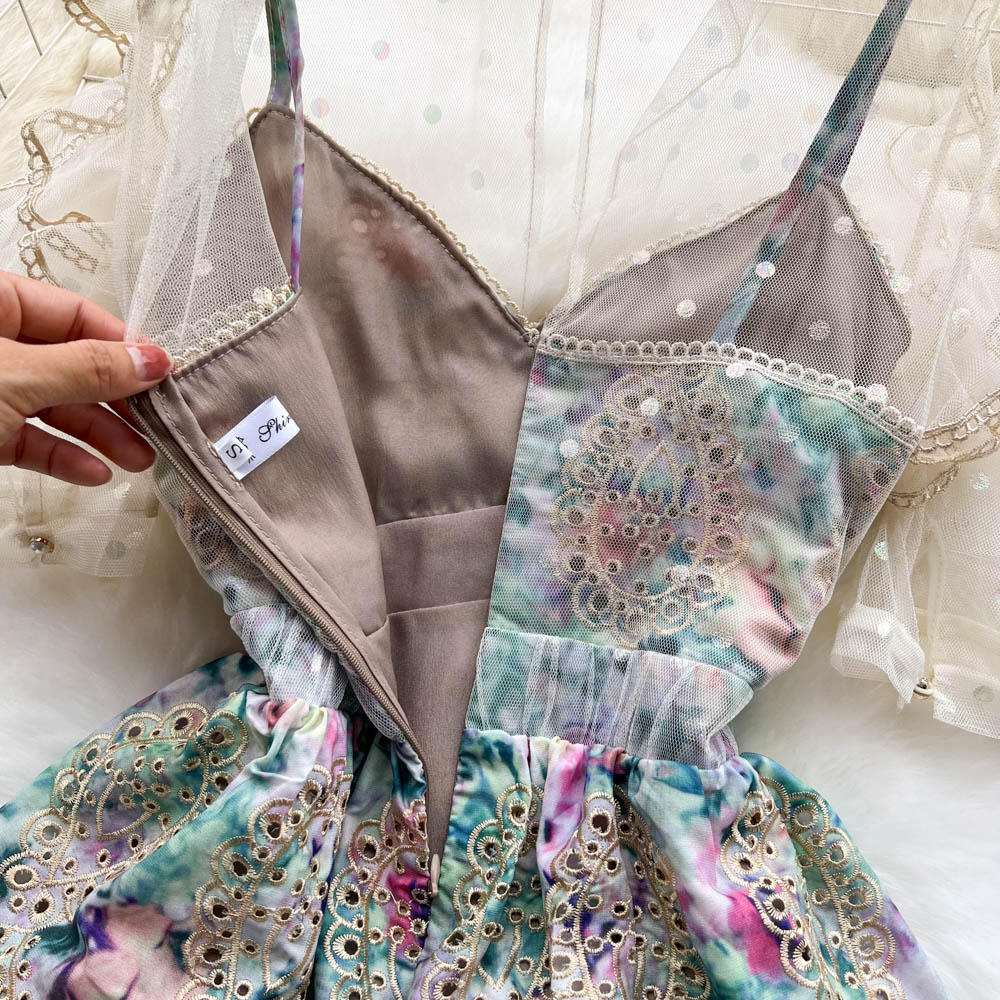 Rebecca Embroidered Mesh Dress