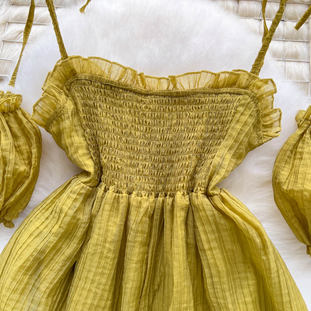 Acacia Lantern Sleeve Tie Dress