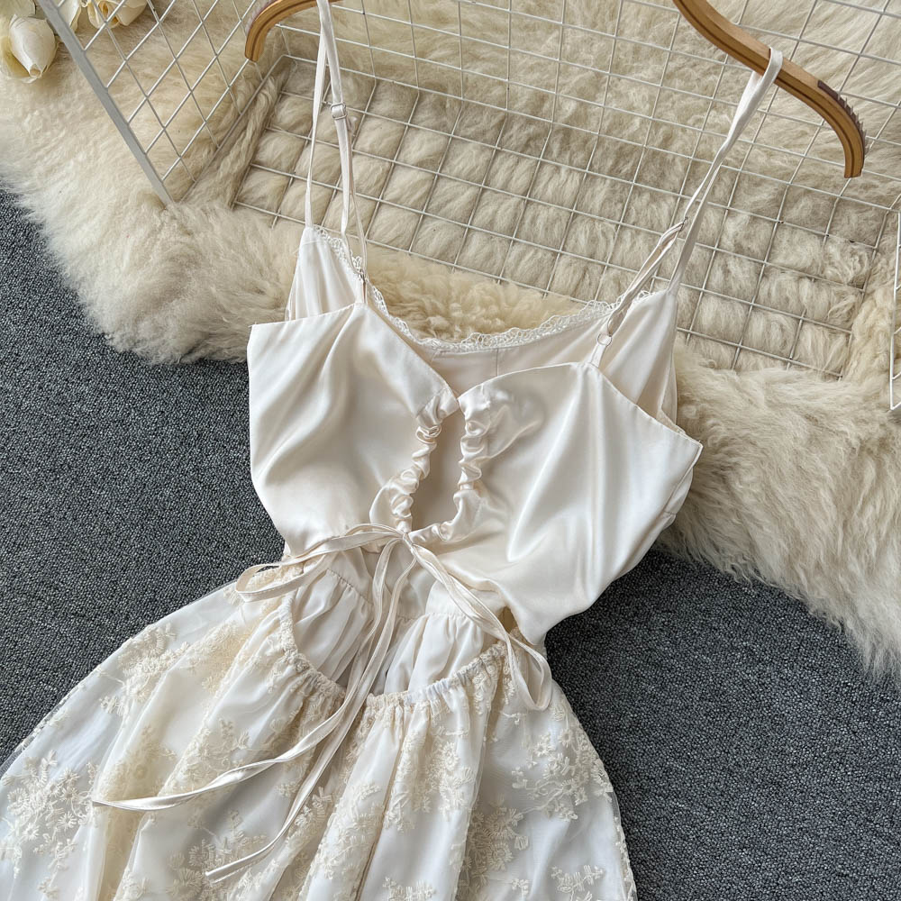 Priscilla Embroidered Open Back Dress