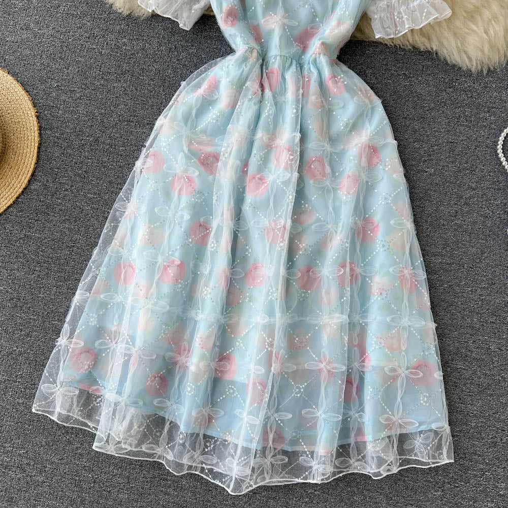 Holly Puff Sleeve Mesh Dress