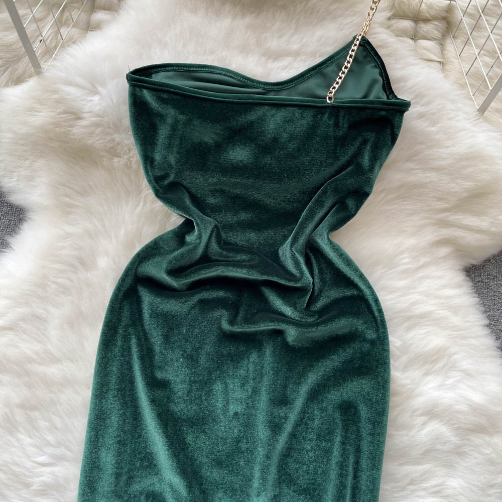 Tony One Shoulder Velvet Dress
