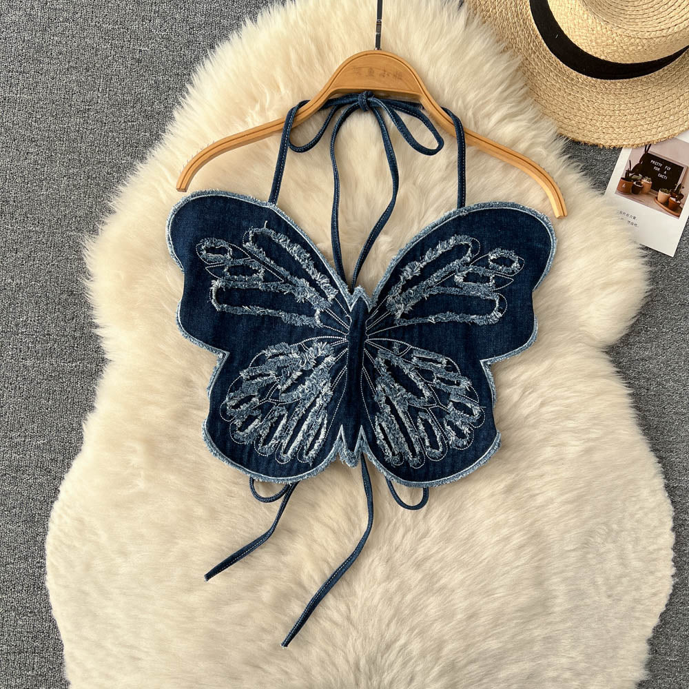 Mikaela Denim Open Back Top