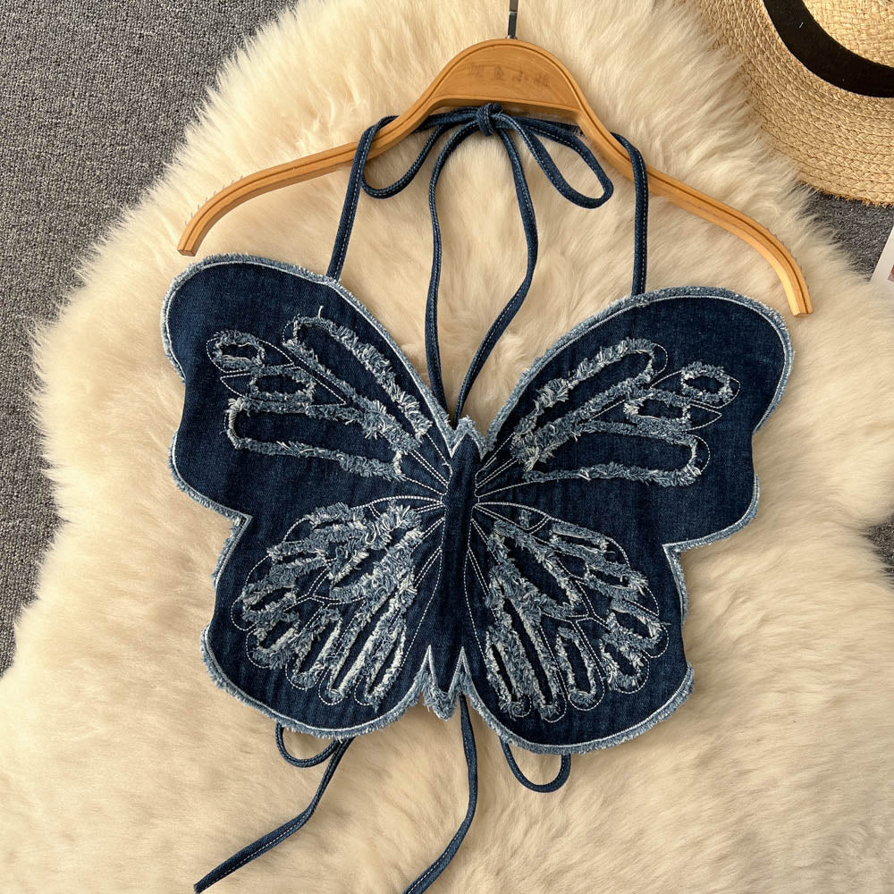 Mikaela Denim Open Back Top