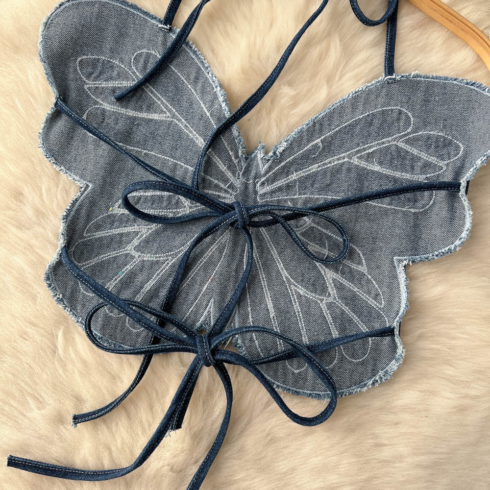Mikaela Denim Open Back Top