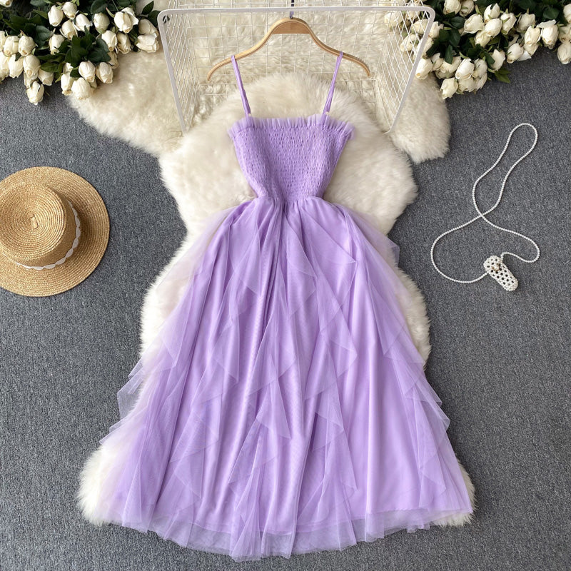 Violeta Shirred Mesh Dress