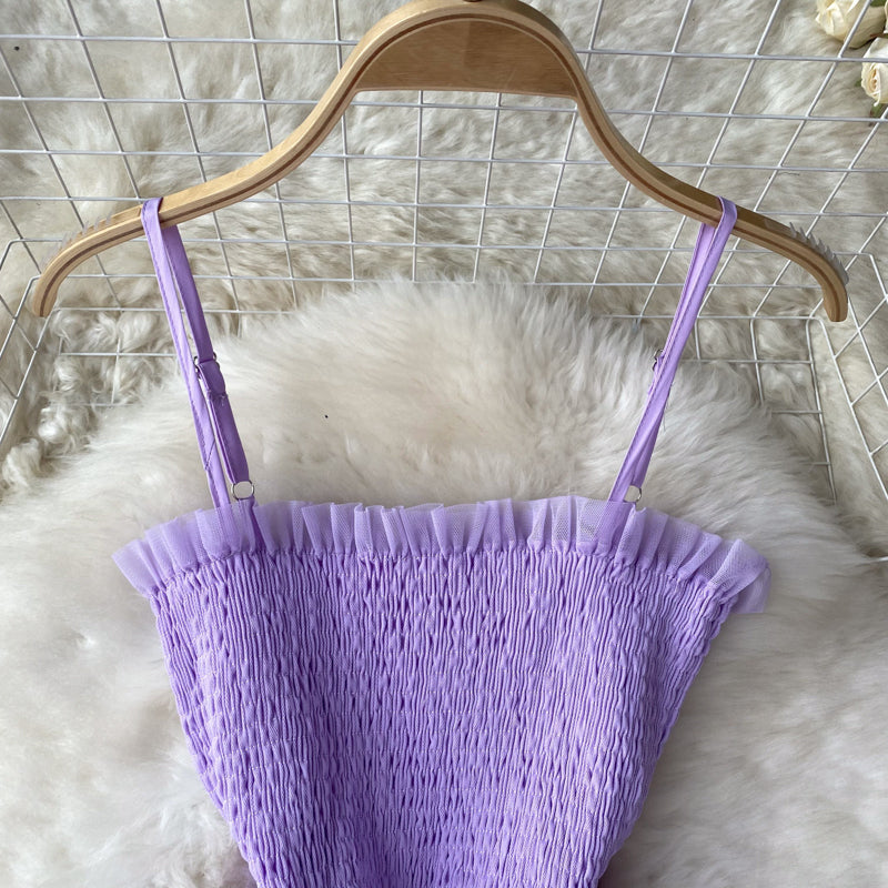 Violeta Shirred Mesh Dress