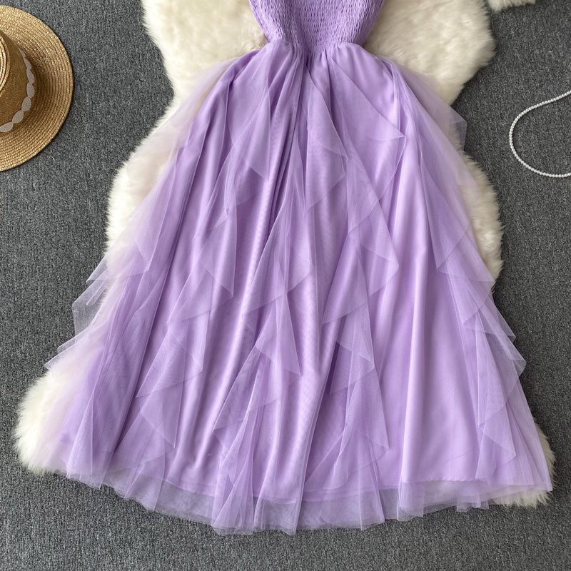 Violeta Shirred Mesh Dress