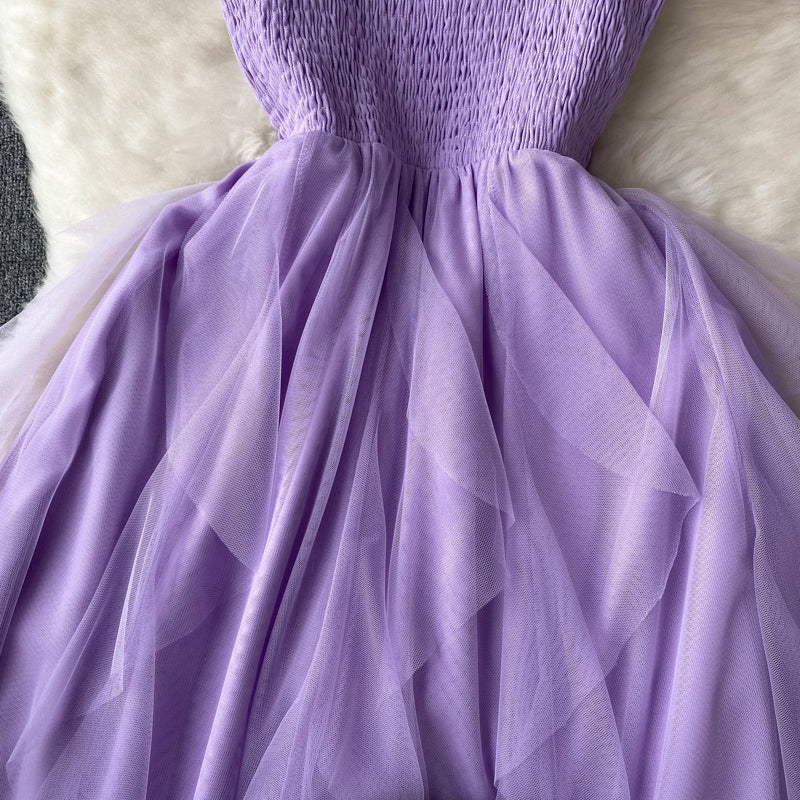 Violeta Shirred Mesh Dress