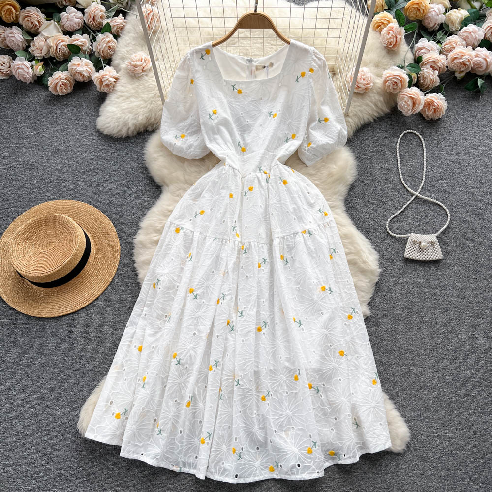 Lisa Embroidered Puff Sleeve Dress
