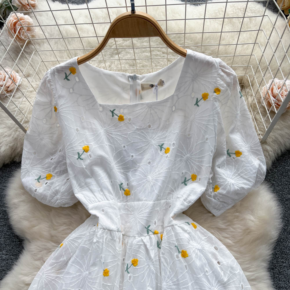 Lisa Embroidered Puff Sleeve Dress
