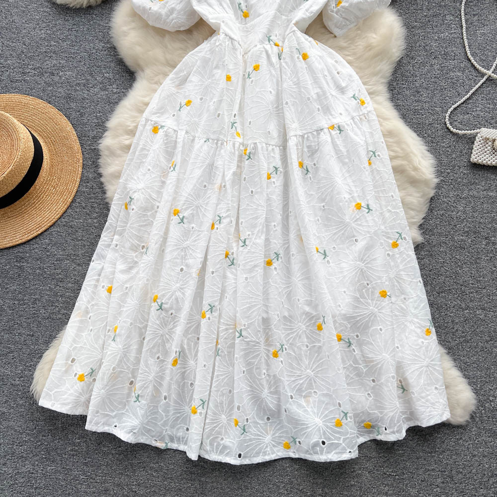 Lisa Embroidered Puff Sleeve Dress