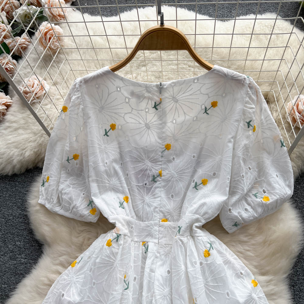 Lisa Embroidered Puff Sleeve Dress