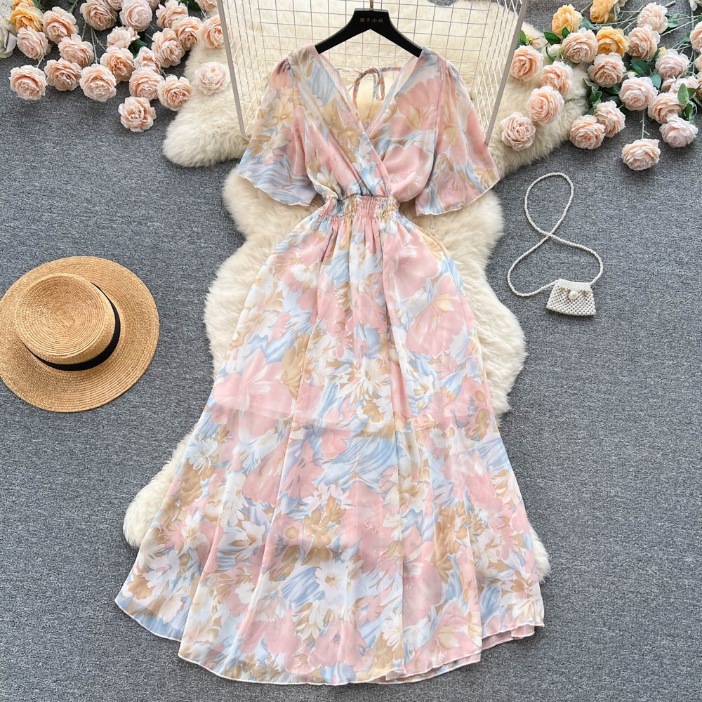 Amiyah V Neck Chiffon Dress
