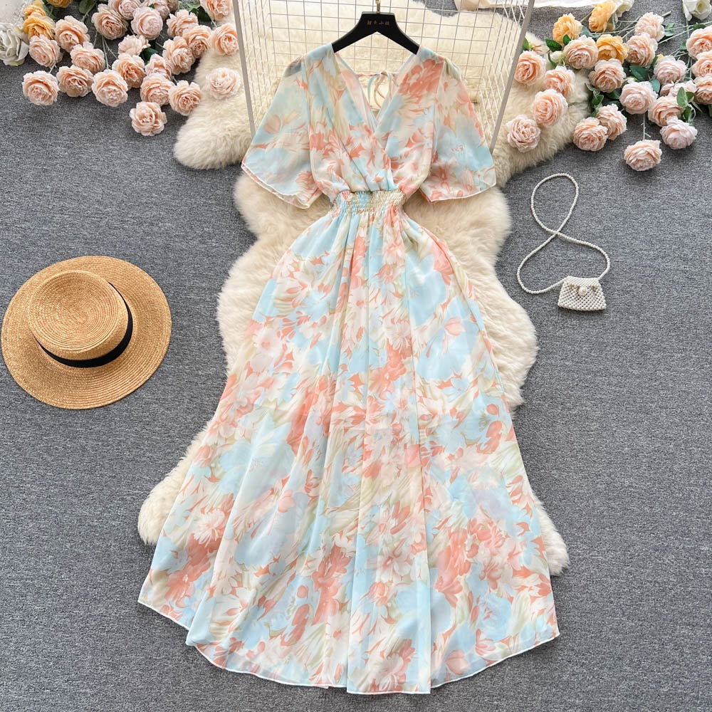 Amiyah V Neck Chiffon Dress