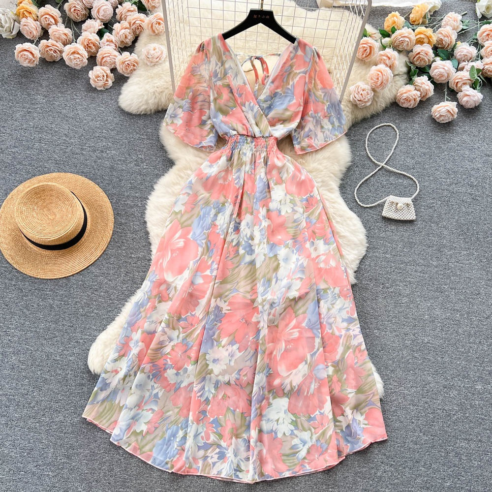 Amiyah V Neck Chiffon Dress