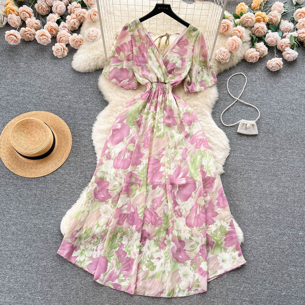Amiyah V Neck Chiffon Dress