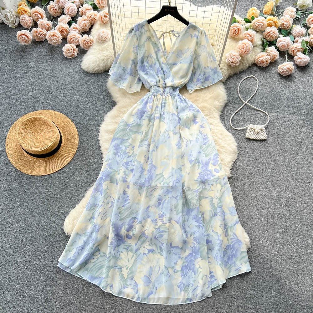 Amiyah V Neck Chiffon Dress