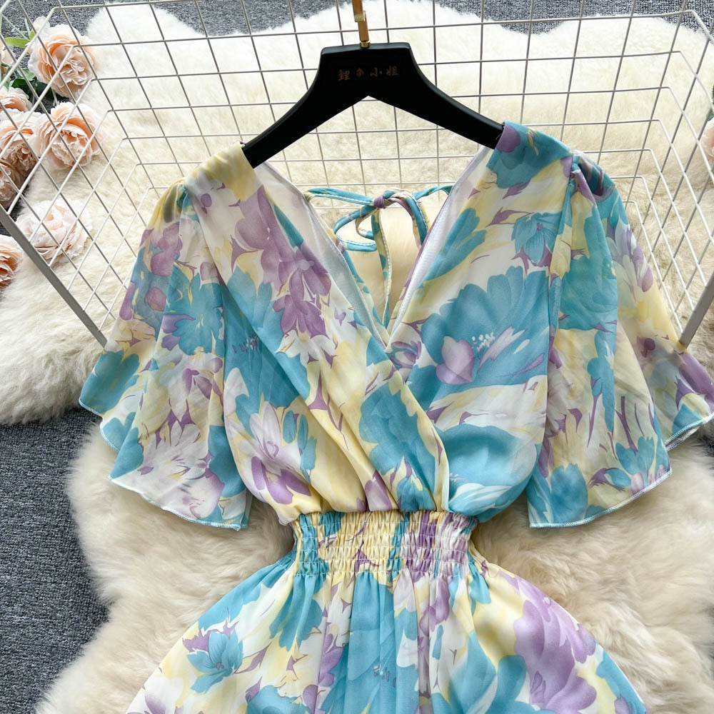 Amiyah V Neck Chiffon Dress