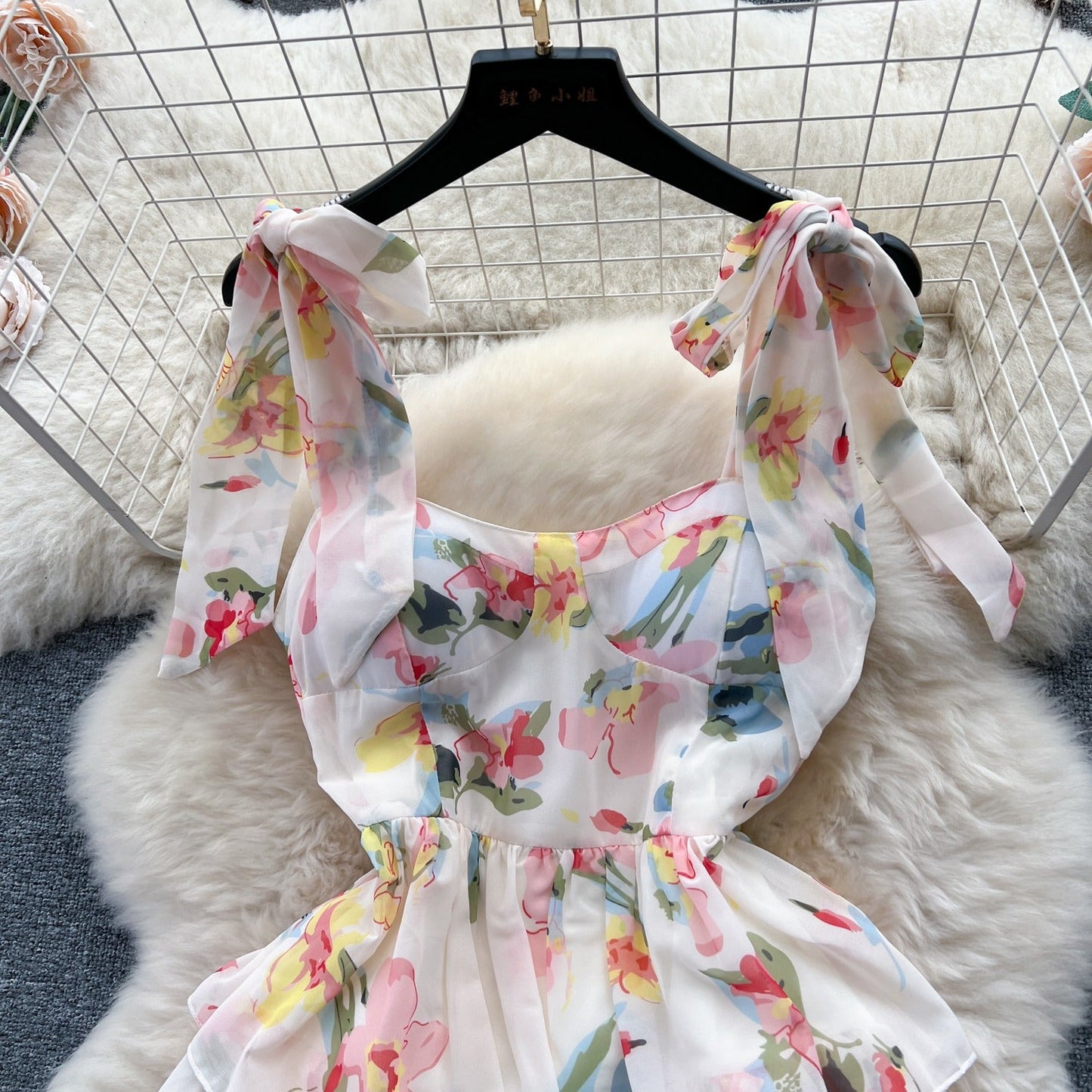 Joyce Tiered Chiffon Tie Dress