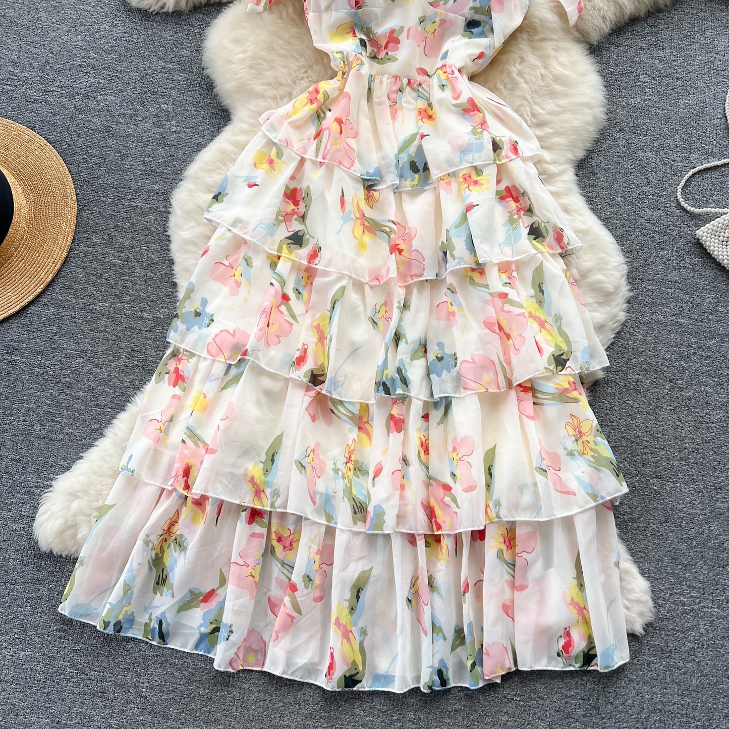 Joyce Tiered Chiffon Tie Dress