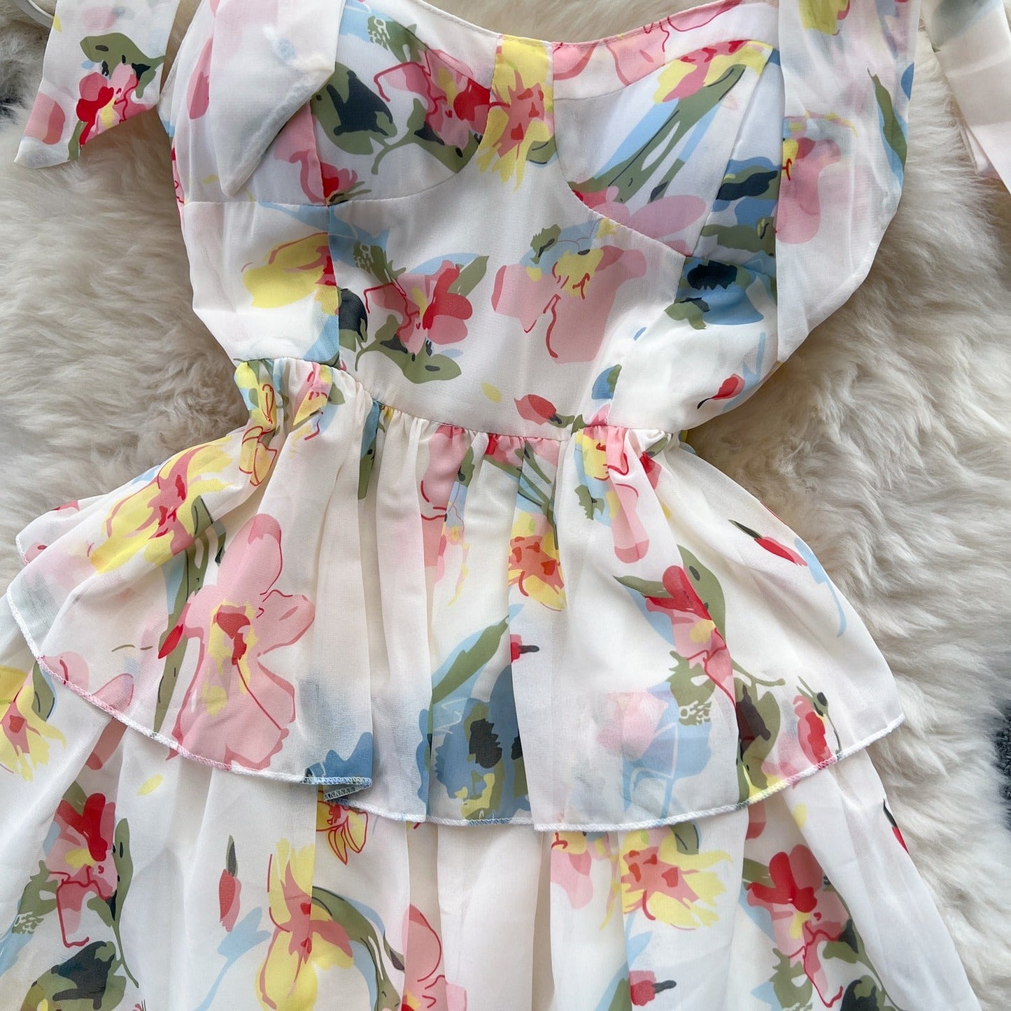 Joyce Tiered Chiffon Tie Dress