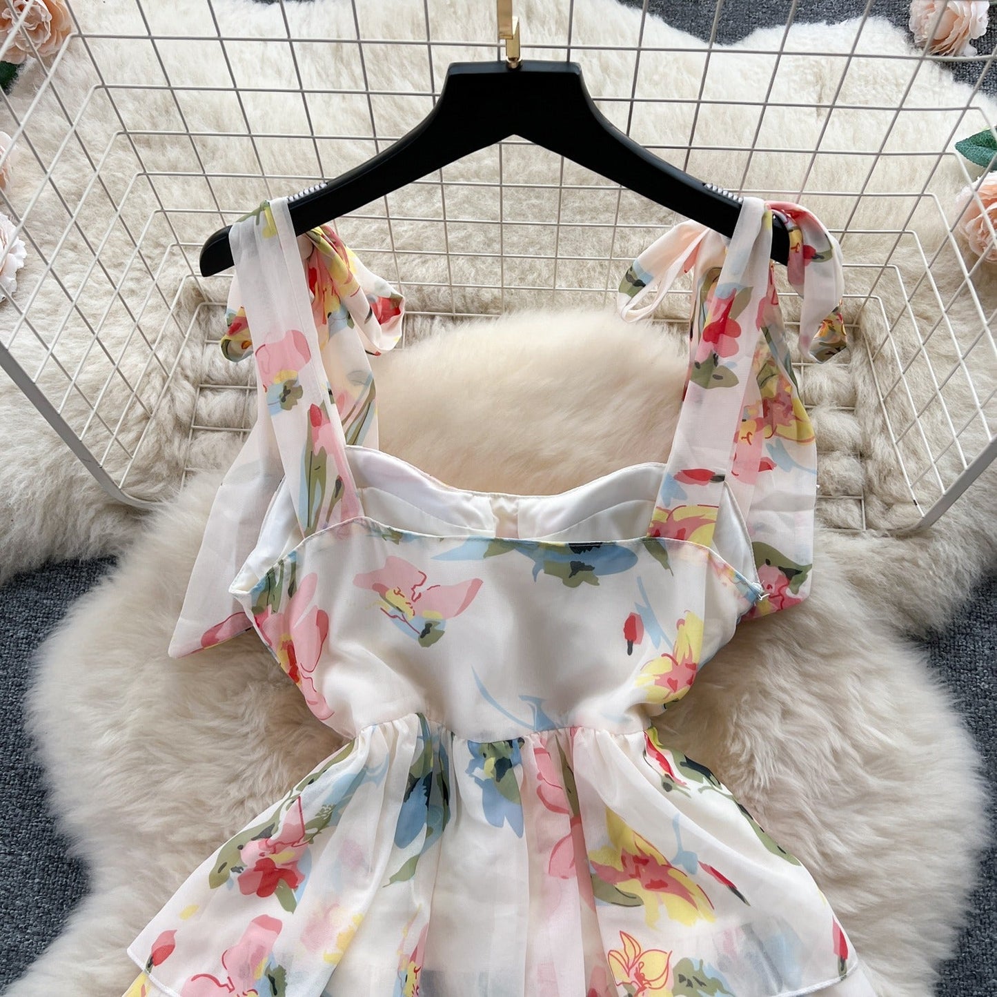 Joyce Tiered Chiffon Tie Dress