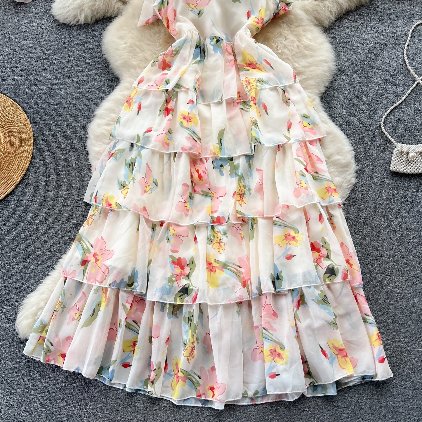 Joyce Tiered Chiffon Tie Dress