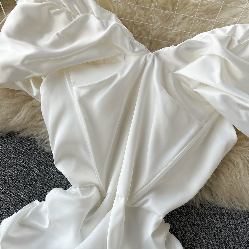 FINAL SALE - Maxine Satin Ruched Dress