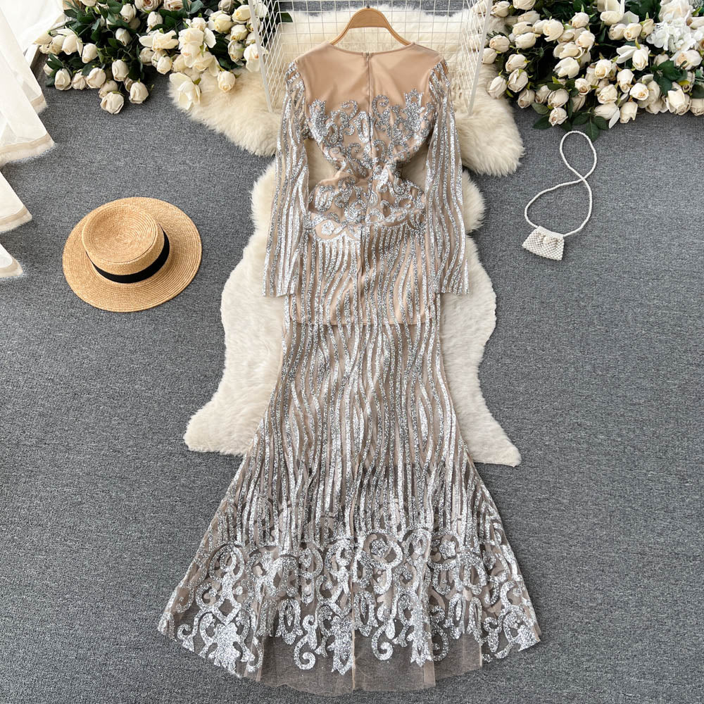 London Sequin Fishtail Drses