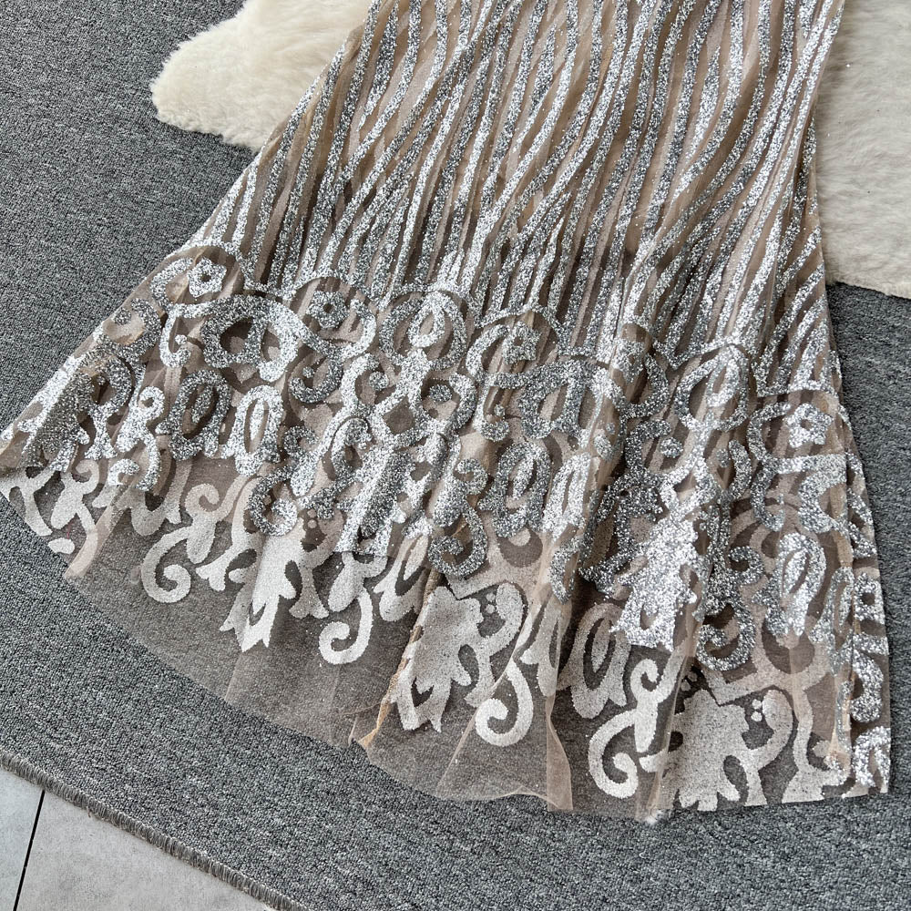 London Sequin Fishtail Drses