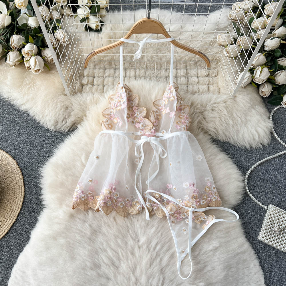 Gracelyn Embroidered Mesh Two Piece Set