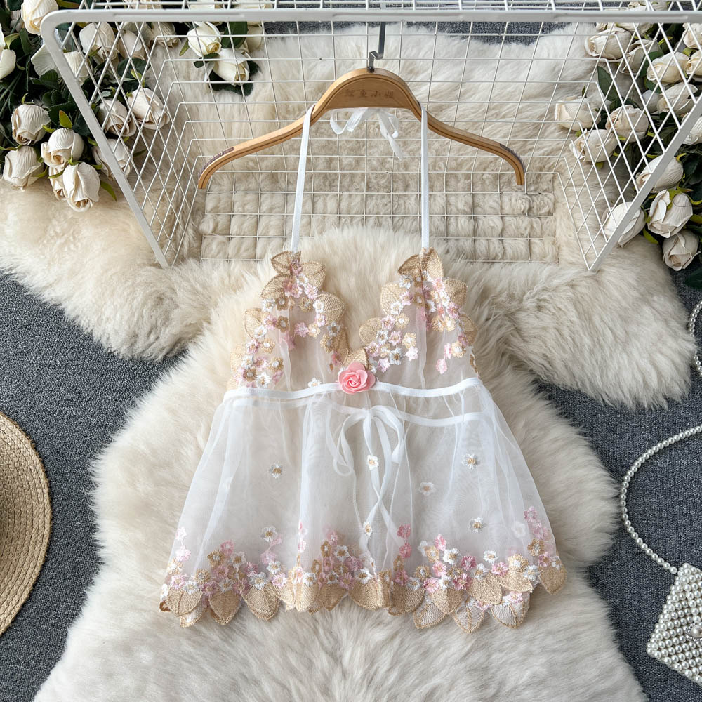Gracelyn Embroidered Mesh Two Piece Set