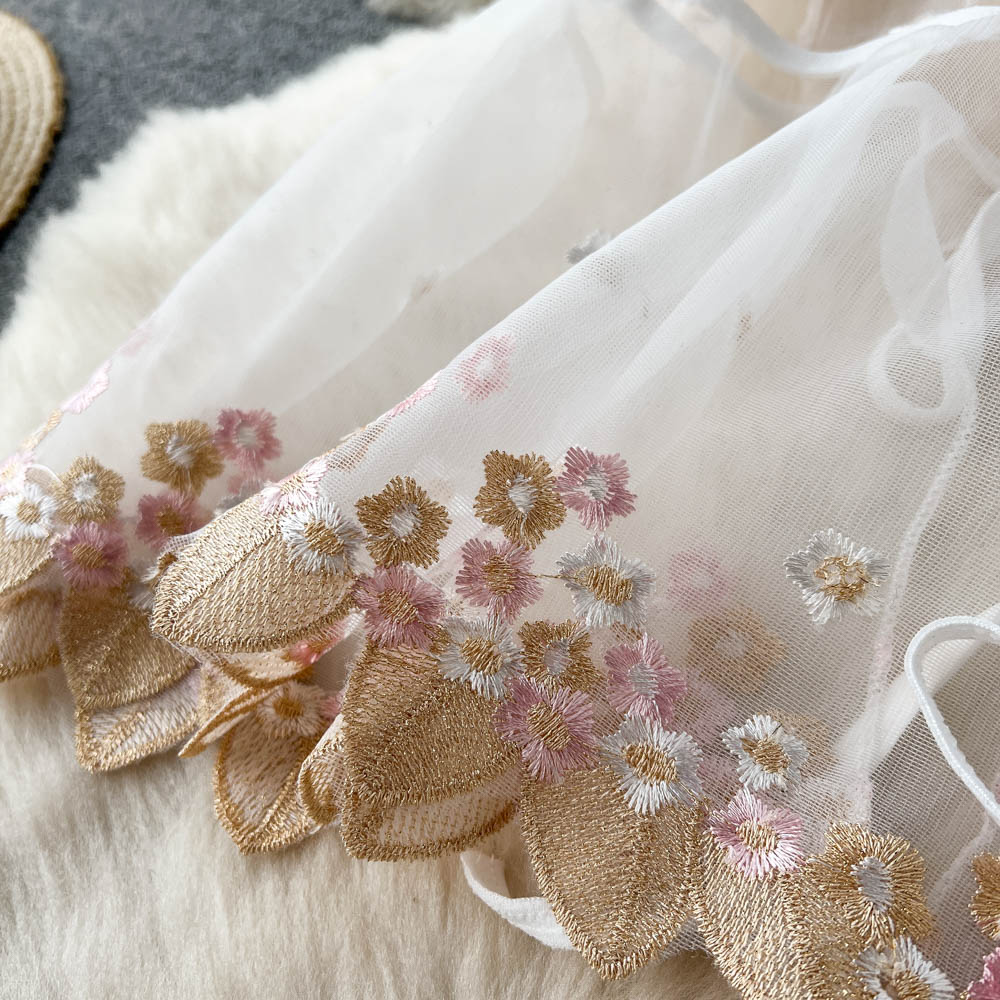 Gracelyn Embroidered Mesh Two Piece Set
