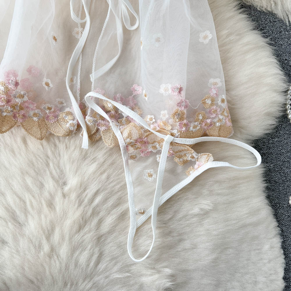 Gracelyn Embroidered Mesh Two Piece Set